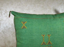 Green Cactus Silk Pillow Cover, Moroccan Sabra Pillow, Berber Boho Cushion with Gold Embroidery, Handmade - product image 7