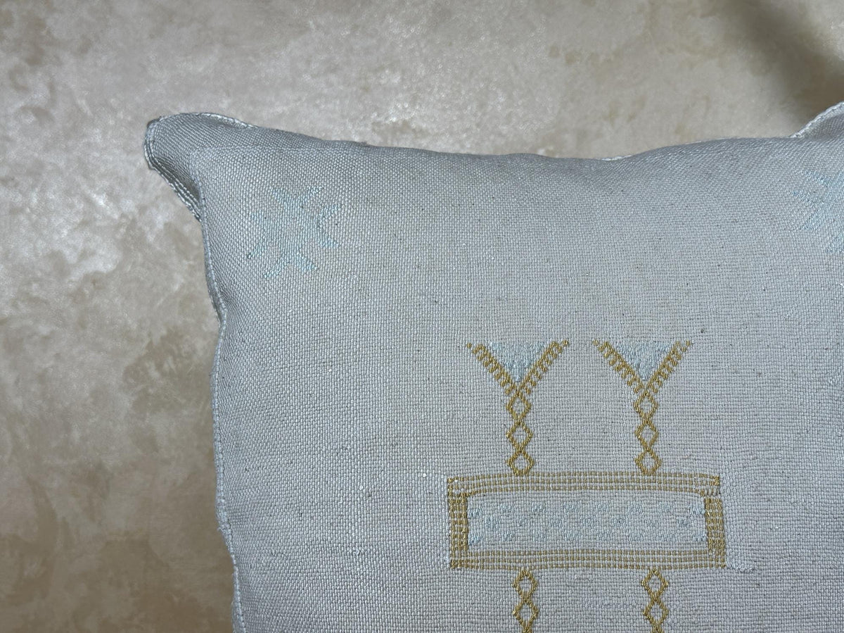 Silver Moroccan Silk Pillow Cover, Gold Embroidered Boho Cushion, Handmade Luxury Pillowcase, Custom Gift - product image 3