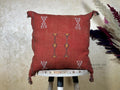 Terracotta Sabra Silk Pillow Cover, Moroccan Boujad Boho Cushion, Handmade Embroidered Sofa Pillow With T - product image 1