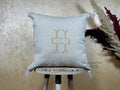 Silver Moroccan Silk Pillow Cover, Gold Embroidered Boho Cushion, Handmade Luxury Pillowcase, Custom Gift - product image 1