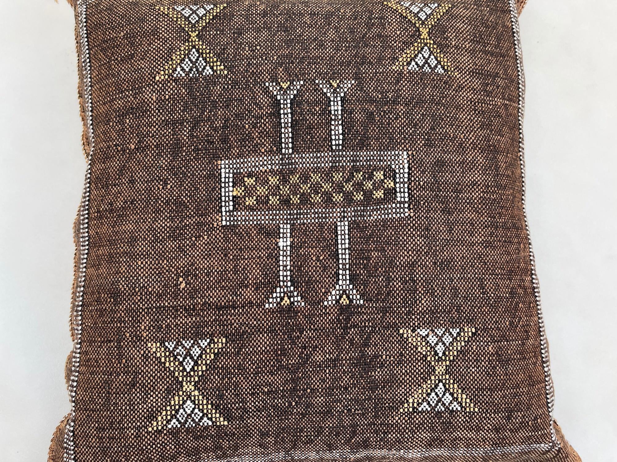 Brown silk pillow, Moroccan Sabra cushion, handmade cactus silk pillow, Berber Sabra cushion, Pillow Thro - product image 7