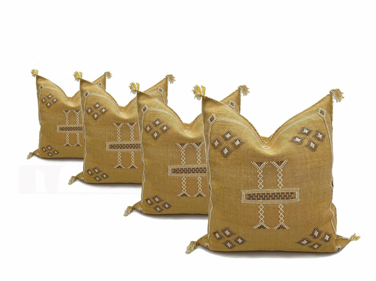Yellow silk pillow, Moroccan Sabra cushion, handmade cactus silk pillow, Berber Sabra cushion, Pillow Thr - product image 5