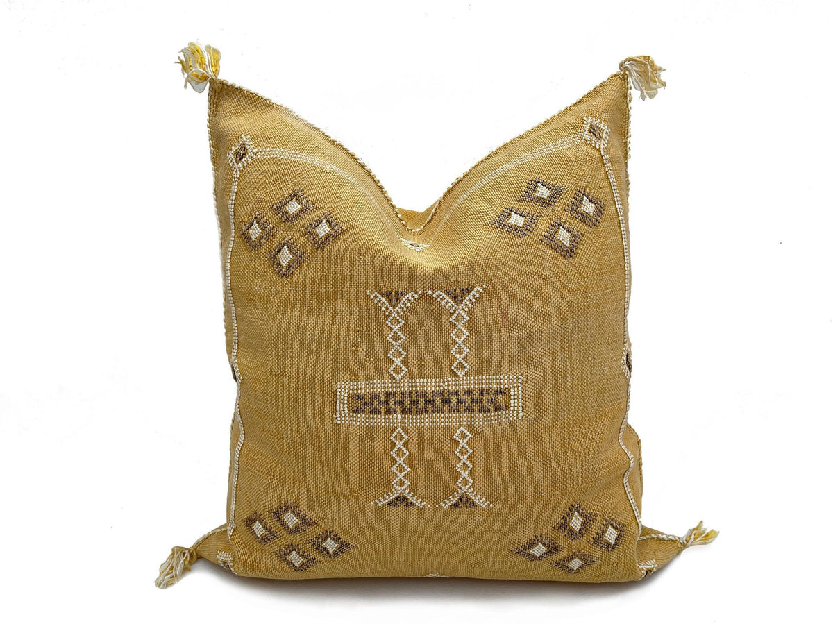 Yellow silk pillow, Moroccan Sabra cushion, handmade cactus silk pillow, Berber Sabra cushion, Pillow Thr - product image 4