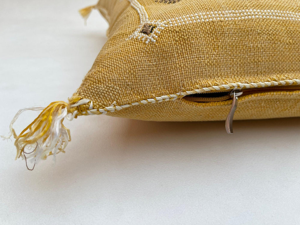 Yellow silk pillow, Moroccan Sabra cushion, handmade cactus silk pillow, Berber Sabra cushion, Pillow Thr - product image 9