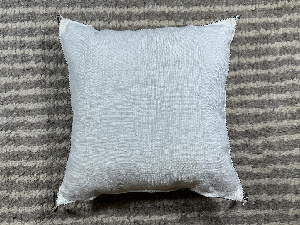 Light Blue Moroccan Cactus Silk Pillow Cover, Handmade Boho Kilim Cushion With Embroidery, Tassels, Luxur - product image 10