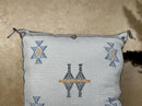 Light Blue Sabra Silk Pillow Cover, Moroccan Boho Woven Cushion Cover, Geometric Kilim Throw Pillow, Hand - product image 4