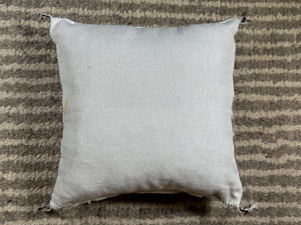 Light Blue Sabra Silk Pillow Cover, Moroccan Boho Woven Cushion Cover, Geometric Kilim Throw Pillow, Hand - product image 9