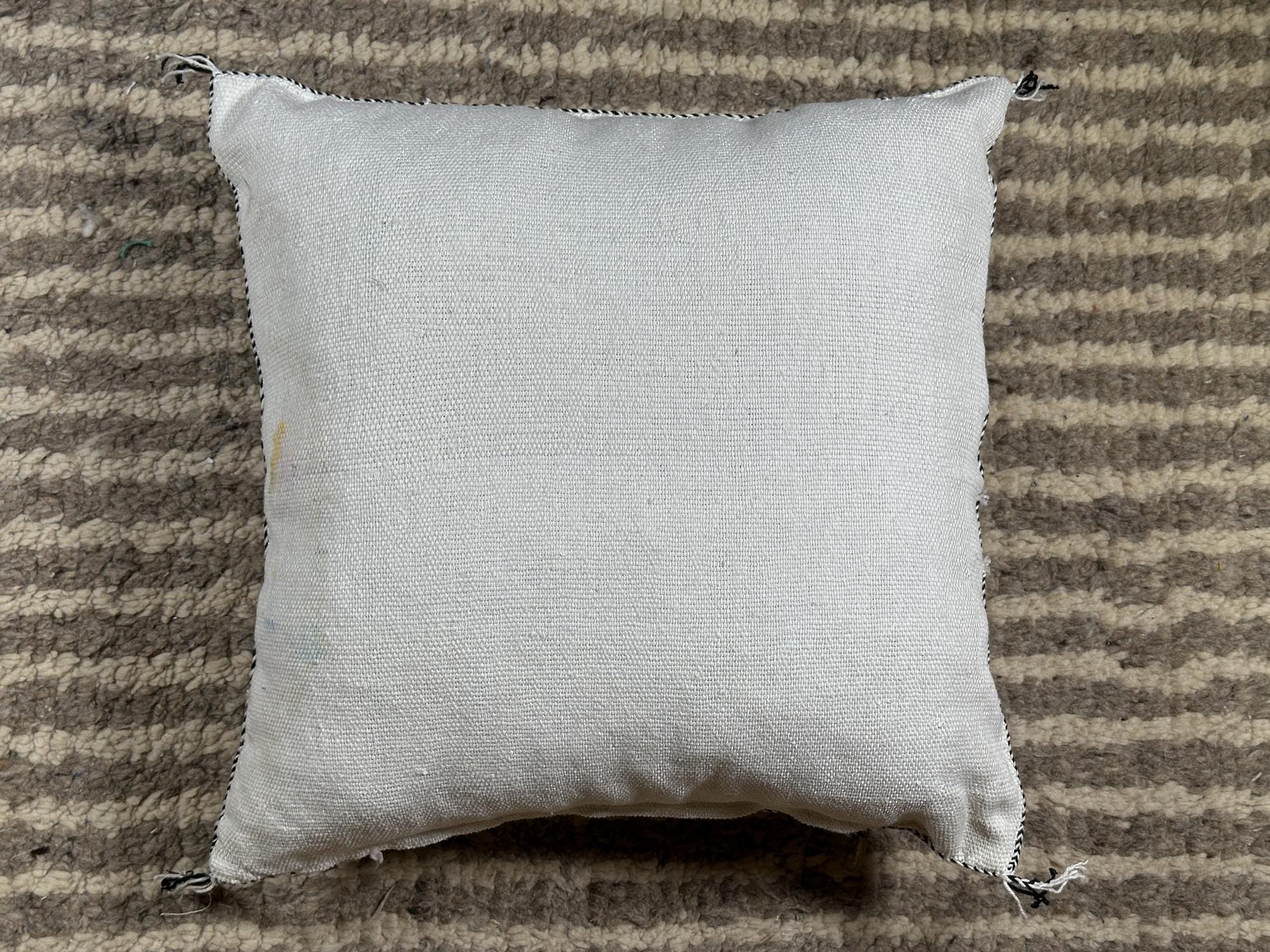 Light Blue Sabra Silk Pillow Cover, Moroccan Boho Woven Cushion Cover, Geometric Kilim Throw Pillow, Hand - product image 9