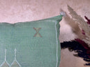 Sage Green Cactus Silk Pillow Cover, Moroccan Boho Cushion, Green and Gold Kilim Pillow, Handmade Luxury - product image 3