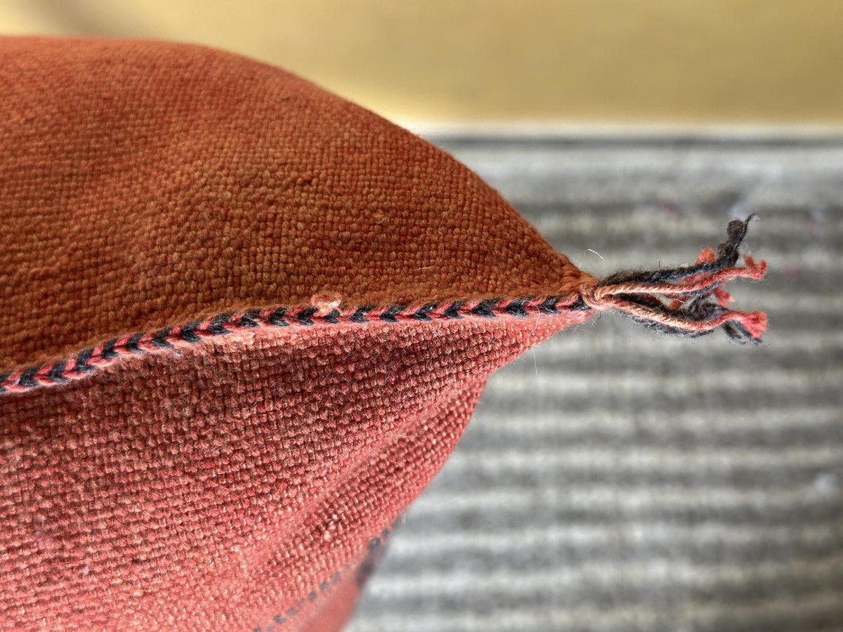 Terracotta Kilim Pillow Cover, Moroccan Sabra Silk Pillow, Handmade Bohemian Pillowcase, Rust Decorative - product image 7