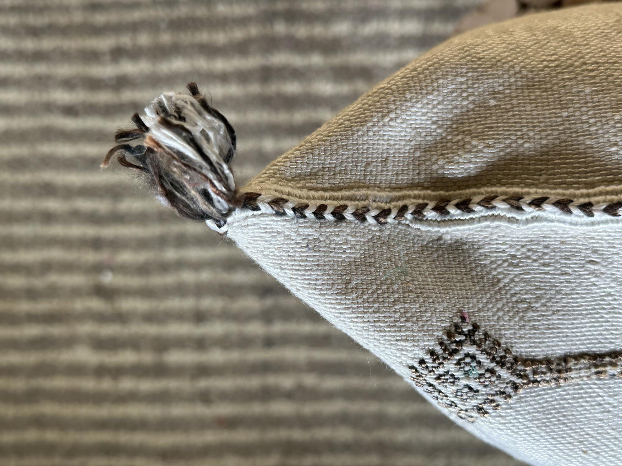 Silver Moroccan Cactus Silk Pillow Cover, Handmade Boho Cushion with Gold Embroidery, Luxury Kilim Style - product image 2