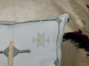 Silver Moroccan Cactus Silk Pillow Cover, Handmade Boho Cushion with Gold Embroidery, Luxury Kilim Style - product image 4