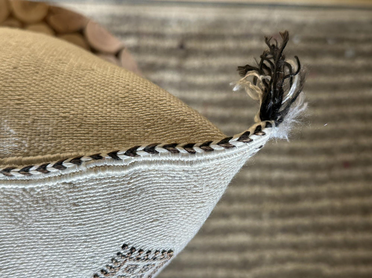 Silver Moroccan Cactus Silk Pillow Cover, Handmade Boho Cushion with Gold Embroidery, Luxury Kilim Style - product image 7