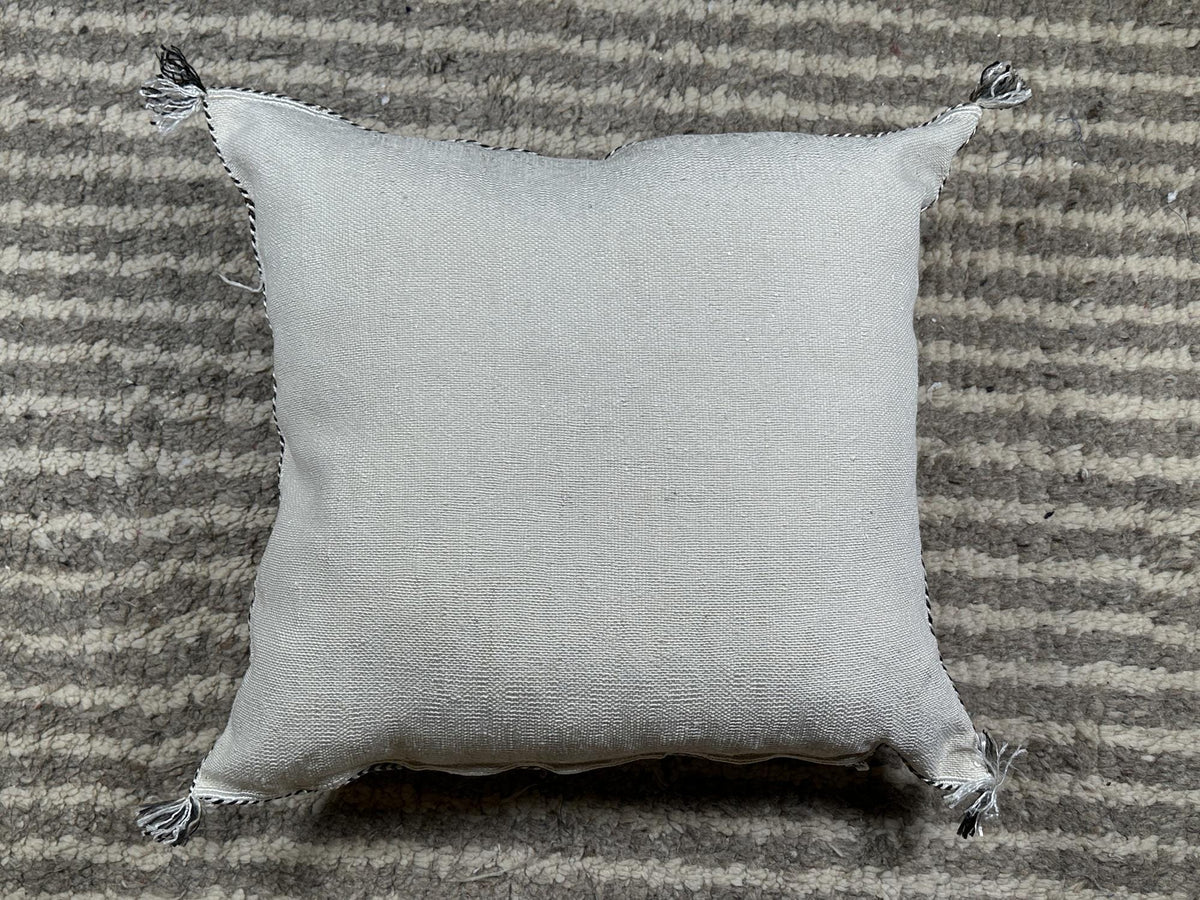 Silver Moroccan Cactus Silk Pillow Cover, Handmade Boho Cushion with Gold Embroidery, Luxury Kilim Style - product image 10