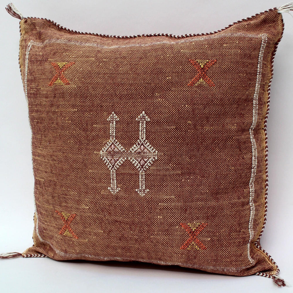brown Pillows silk All sizes ,Pillow Cactus Silk, Brown Lumbar Cushion Handmade Silk Decorative Pillow, M - product image 5
