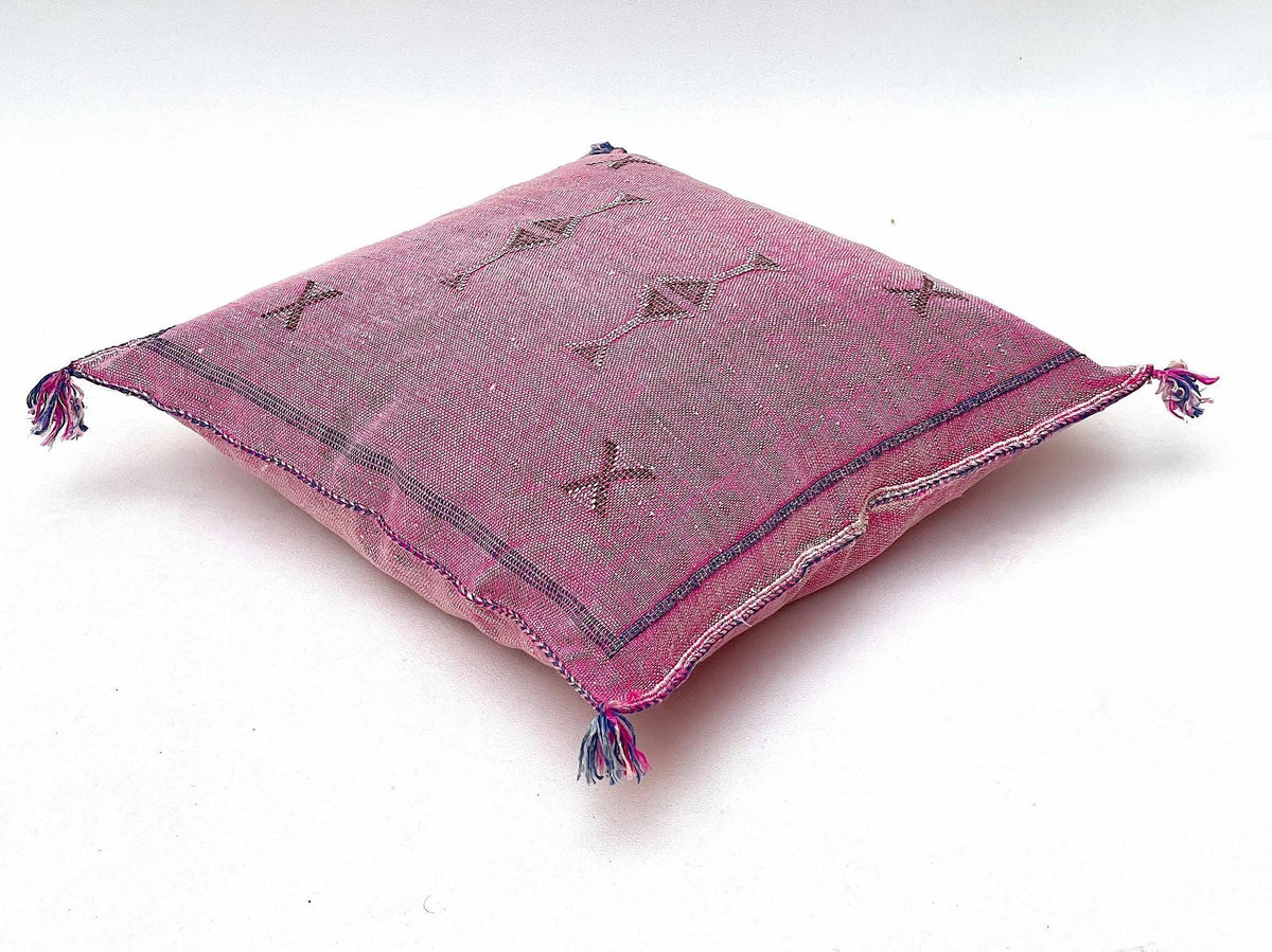 Pink Pillows silk 20x20,Pillow Cactus Silk, White Lumbar Cushion Handmade Cactus Silk Decorative Pillow - product image 9