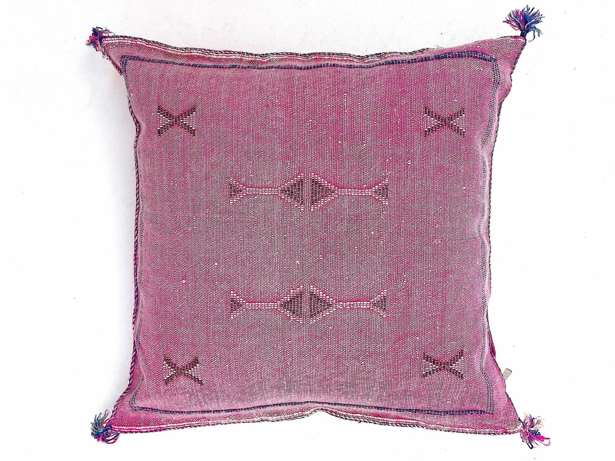 Pink Pillows silk 20x20,Pillow Cactus Silk, White Lumbar Cushion Handmade Cactus Silk Decorative Pillow - product image 8