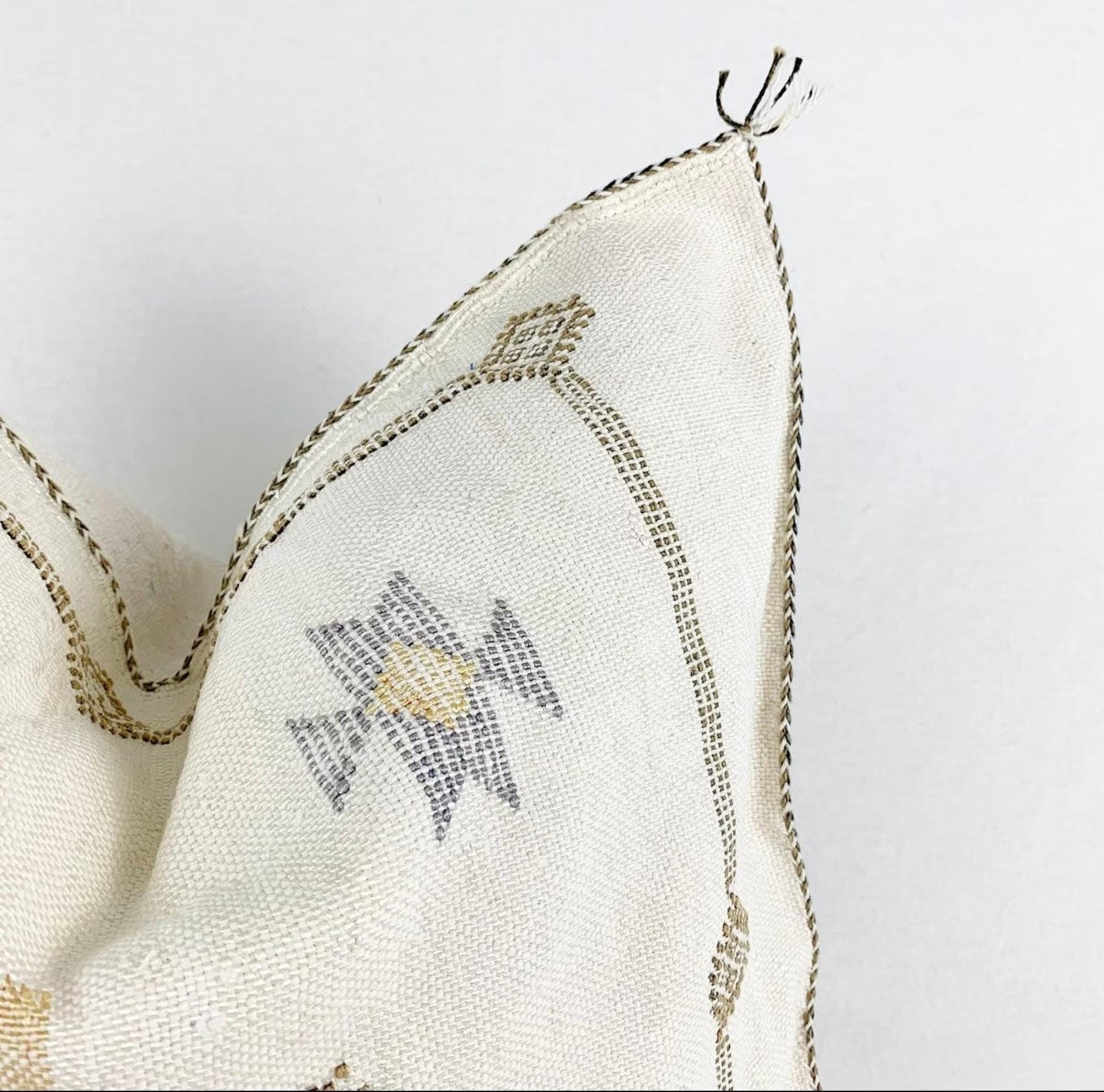 White Pillows silk All sizes ,Pillow Cactus Silk, Moroccan Lumbar Cushion Handmade Silk Decorative Pillow - product image 5