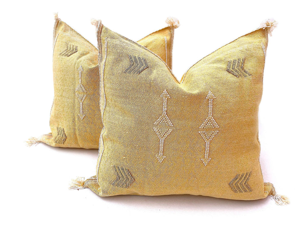 Yellow Pillows silk All sizes ,Pillow Cactus Silk, Yellow Lumbar Cushion Handmade Silk Decorative Pillow - product image 3