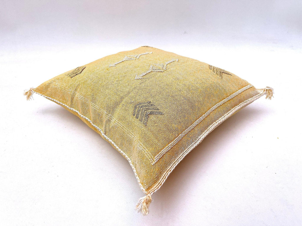 Yellow Pillows silk All sizes ,Pillow Cactus Silk, Yellow Lumbar Cushion Handmade Silk Decorative Pillow - product image 6