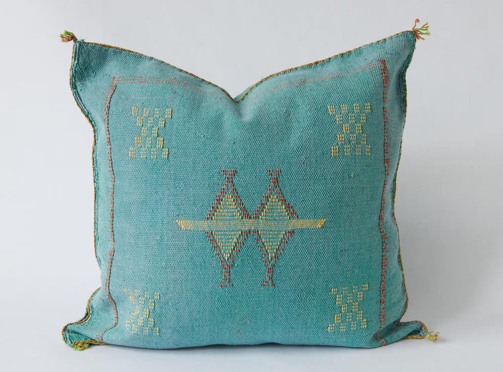 Blue Moroccan Cactus Silk Pillow ALL SIZES - product image 5