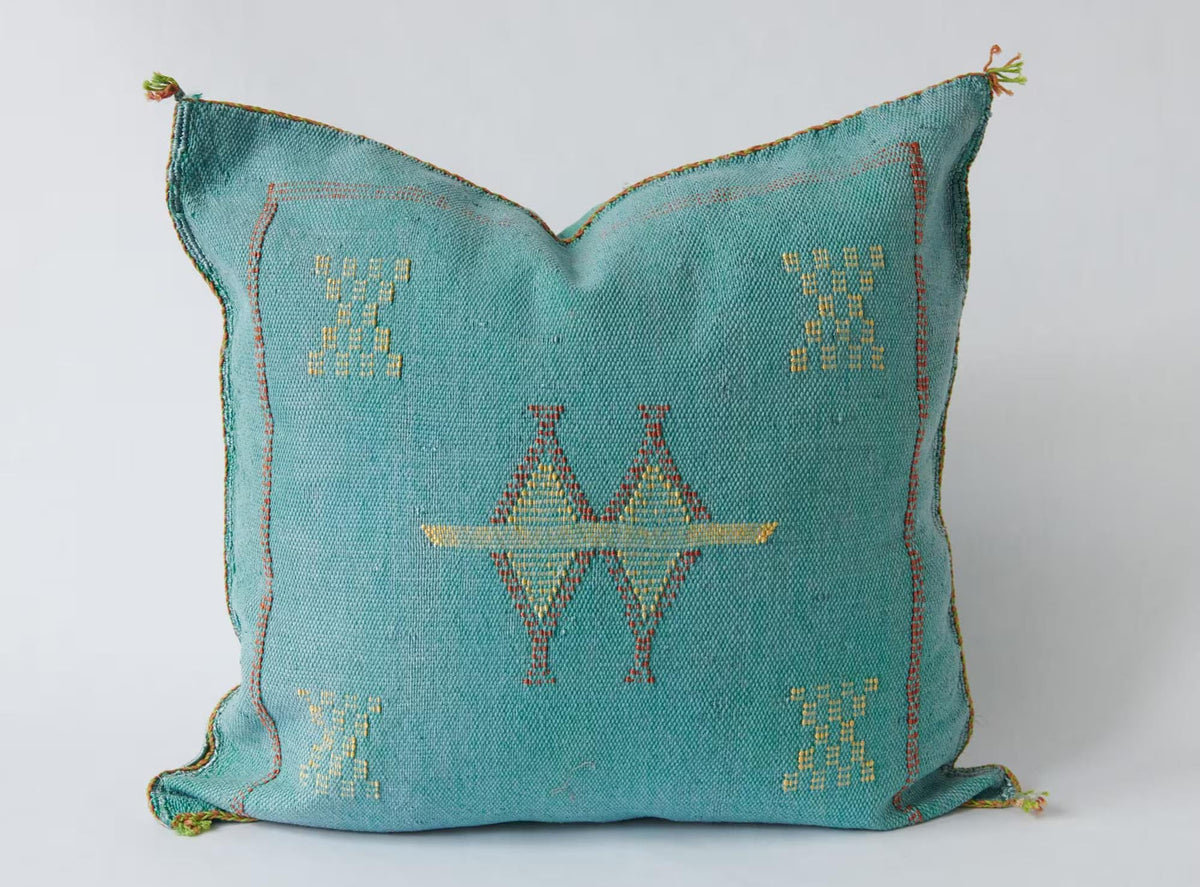 Blue Moroccan Cactus Silk Pillow ALL SIZES - product image 8