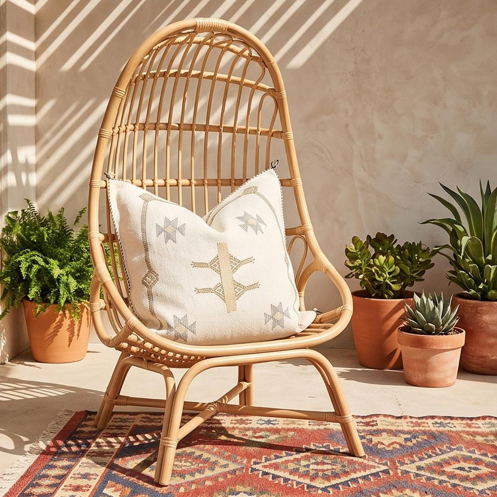 Moroccan Silk Pillow Cover, Handmade Boho Pillowcase, Ivory Beige Tribal Embroidery, Sofa Couch Accent, F - product image 3