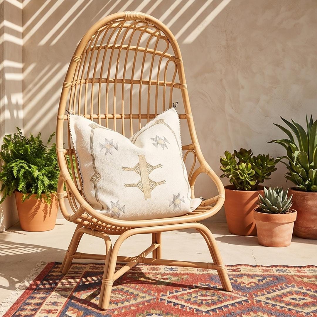 Moroccan Silk Pillow Cover, Handmade Boho Pillowcase, Ivory Beige Tribal Embroidery, Sofa Couch Accent, F - product image 3
