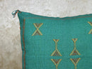 Teal Moroccan Pillow Cover, Gold Embroidered Boho Cushion, Handmade Berber Style Pillow for Sofa Bed Chai - product image 7