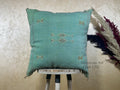 Teal Blue Moroccan Pillow Cover, Berber Boho Cushion, Sabra Pillow Cover, Handmade Aztec Pillow Sham, Lux - product image 1