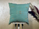 Teal Blue Moroccan Pillow Cover, Berber Boho Cushion, Sabra Pillow Cover, Handmade Aztec Pillow Sham, Lux - product image 1