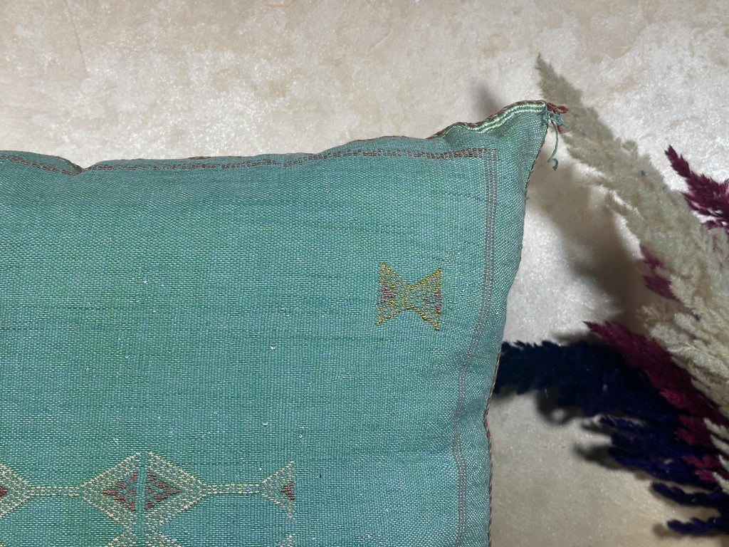 Teal Blue Moroccan Pillow Cover, Berber Boho Cushion, Sabra Pillow Cover, Handmade Aztec Pillow Sham, Lux - product image 4
