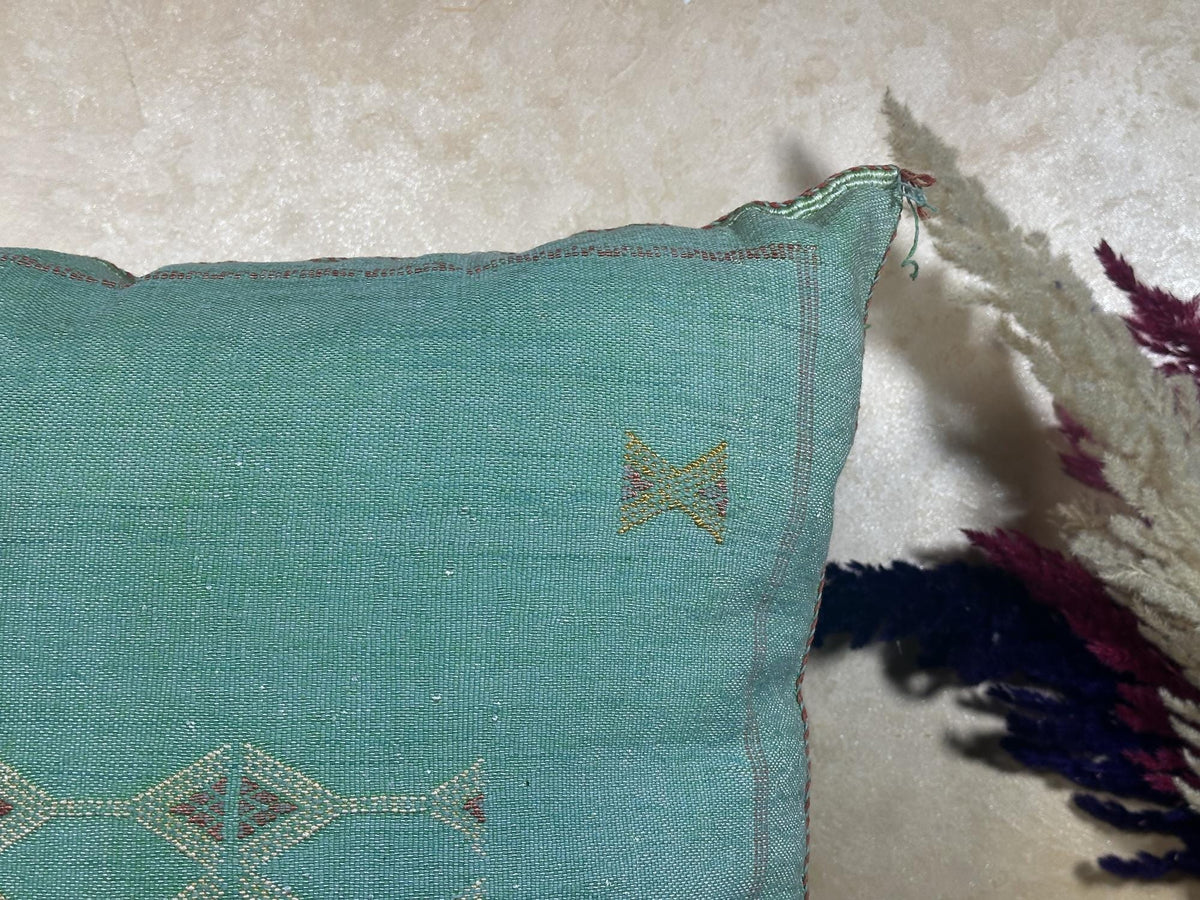 Teal Blue Moroccan Pillow Cover, Berber Boho Cushion, Sabra Pillow Cover, Handmade Aztec Pillow Sham, Lux - product image 4