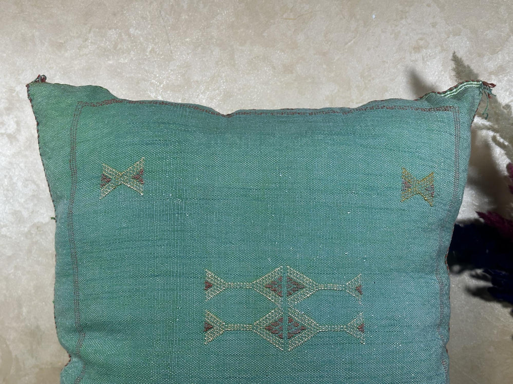 Teal Blue Moroccan Pillow Cover, Berber Boho Cushion, Sabra Pillow Cover, Handmade Aztec Pillow Sham, Lux - product image 6