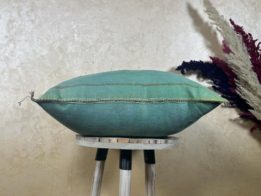 Teal Blue Moroccan Pillow Cover, Berber Boho Cushion, Sabra Pillow Cover, Handmade Aztec Pillow Sham, Lux - product image 9
