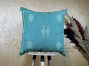 Teal Moroccan Pillow Cover, Handmade Berber Cushion, Woven Silk Cushion Cover, Boho Pillowcase, Luxury So - product image 1
