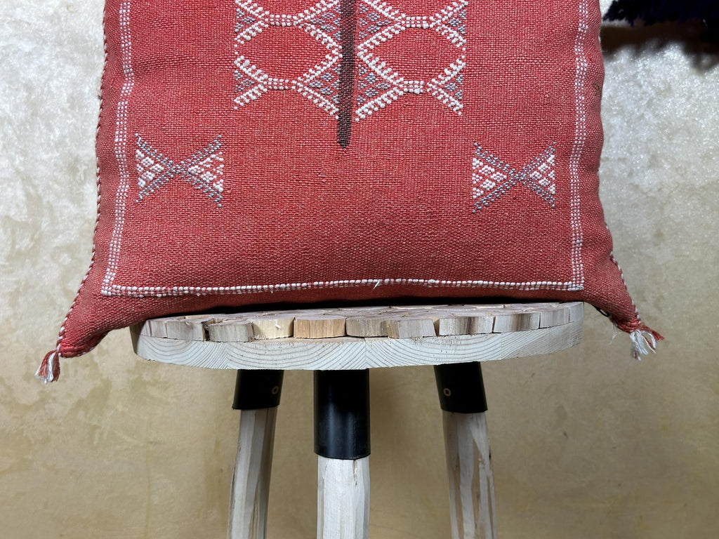 Terracotta Moroccan Pillow Cover, Handmade Kilim Cushion, Bohemian Woven Pillow Case, Ivory Stitch Boho D - product image 2