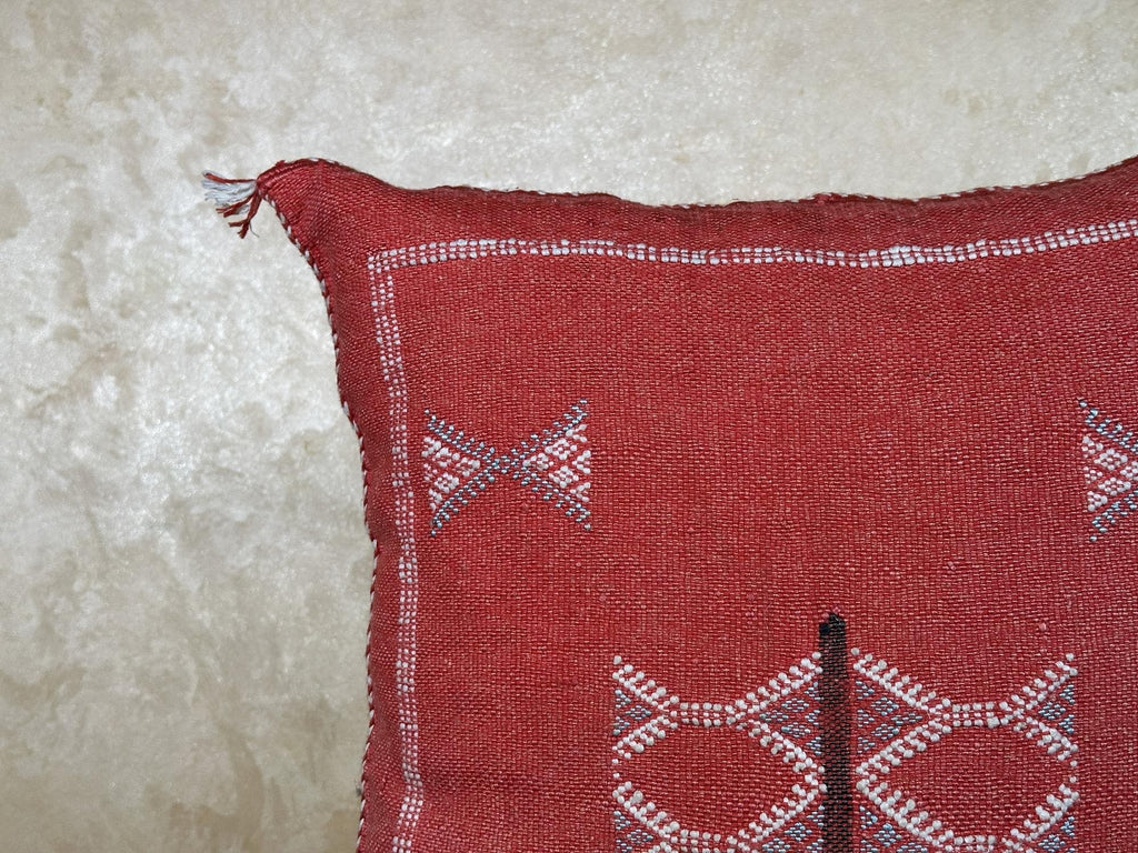 Terracotta Moroccan Pillow Cover, Handmade Kilim Cushion, Bohemian Woven Pillow Case, Ivory Stitch Boho D - product image 6