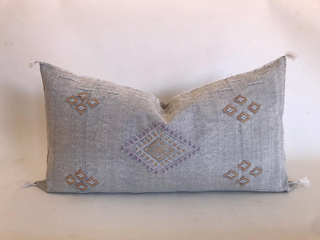 Gray Cactus Silk Pillow Cover, Moroccan Sabra Cushion, Decorative Accent - product image 2
