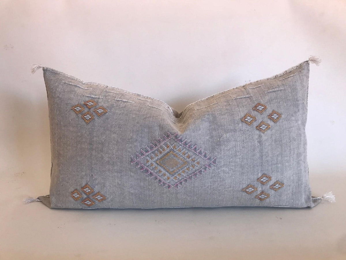 Gray Cactus Silk Pillow Cover, Moroccan Sabra Cushion, Decorative Accent - product image 2