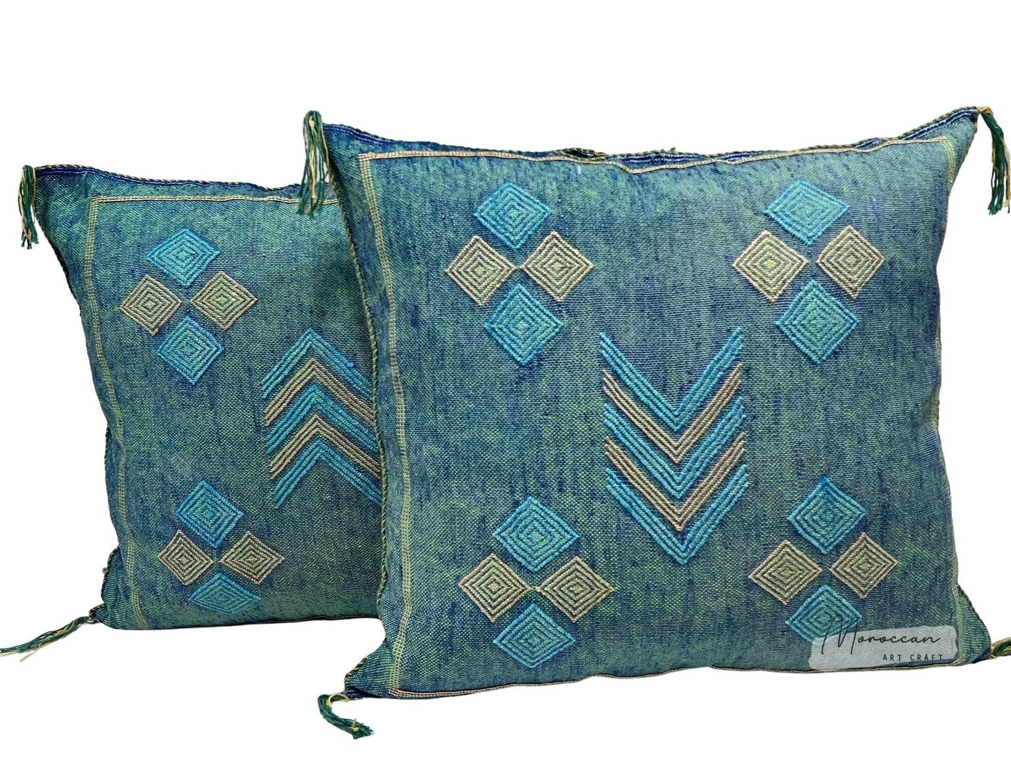 Green Moroccan Cactus Silk Pillow ALL SIZES - product image 1