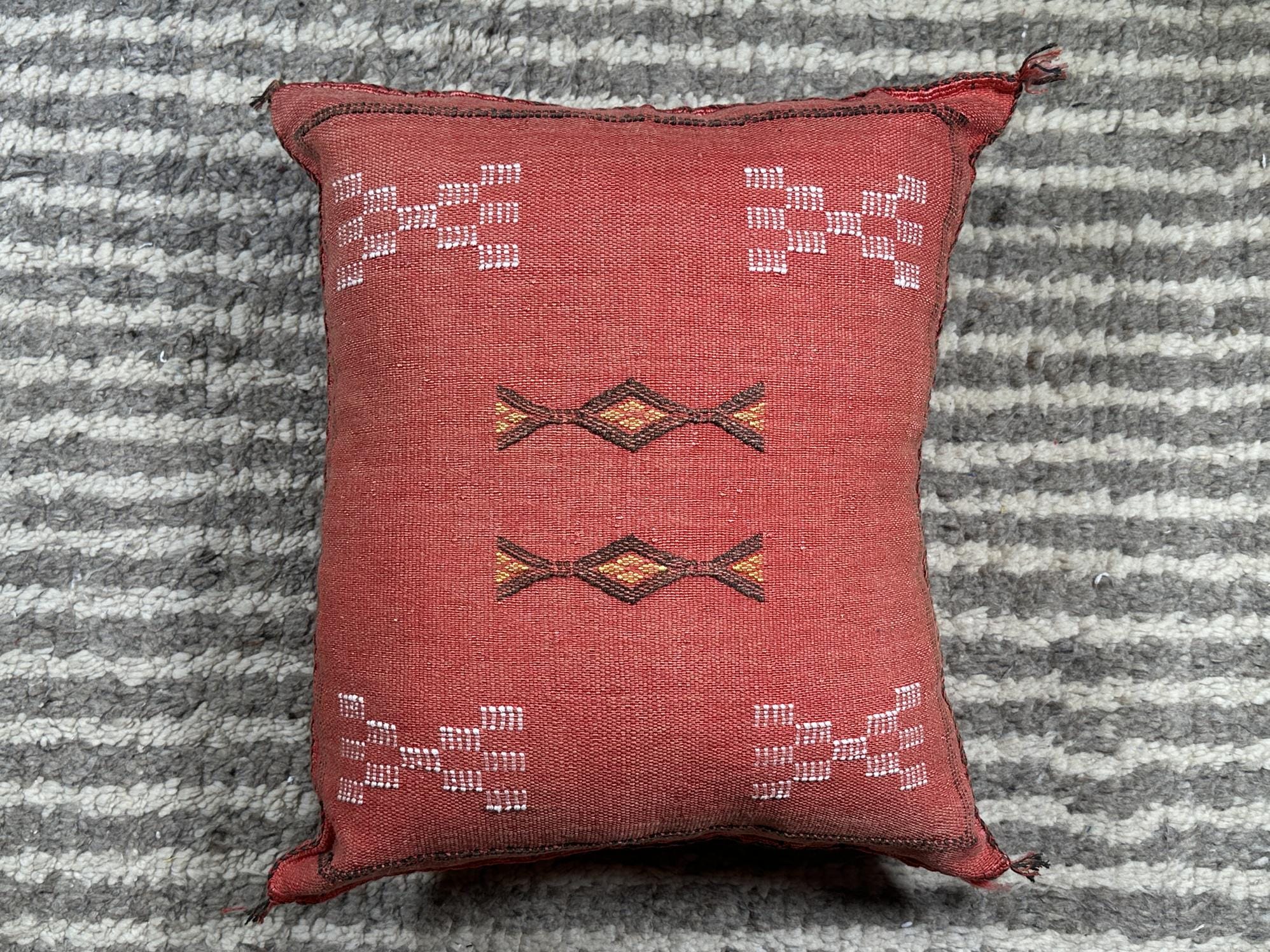 Rose Moroccan Sabra Silk Pillow Cover, Handmade Boho Cushion, Kilim Pillow Case, Luxury Decorative Pillow - product image 10