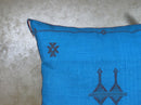 Blue Moroccan Pillow Cover, Handmade Boho Cushion, Kilim Inspired Pillowcase With Geometric Embroidery & - product image 6