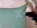 Turquoise Cactus Silk Pillow Cover, Handmade Moroccan Kilim Cushion with Tassels, Boho Embroidered Square - product image 6