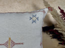 Soft Blue Moroccan Cactus Silk Pillow Cover, Handmade Boho Geometric Cushion, Woven Sabra Pillow Case, Lu - product image 6