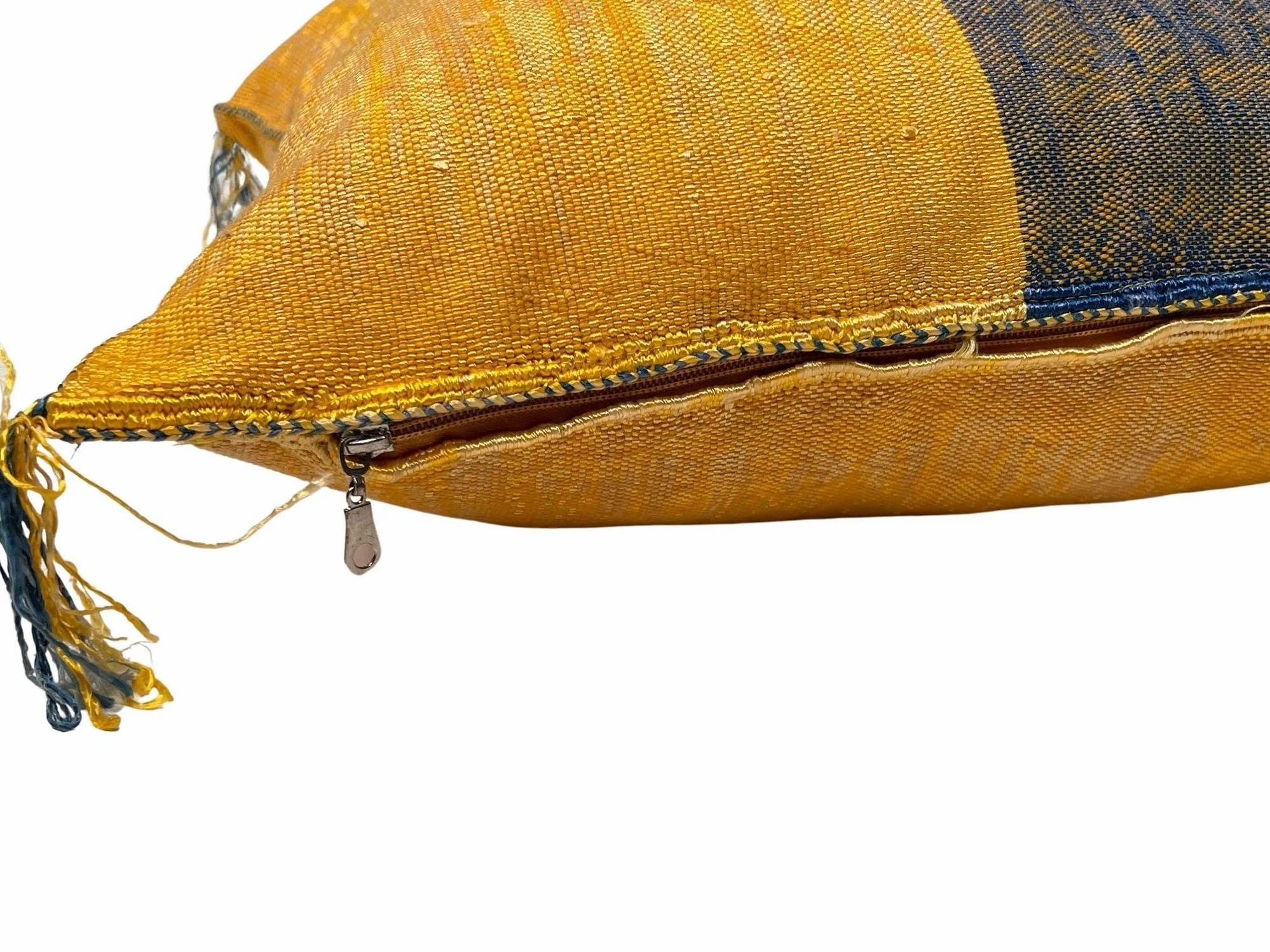 Yellow Pillows silk 20x20 ,aka Cactus Silk pillow , Lumbar Cushion Handmade Cactus Silk Pillow, Moroccan - product image 7