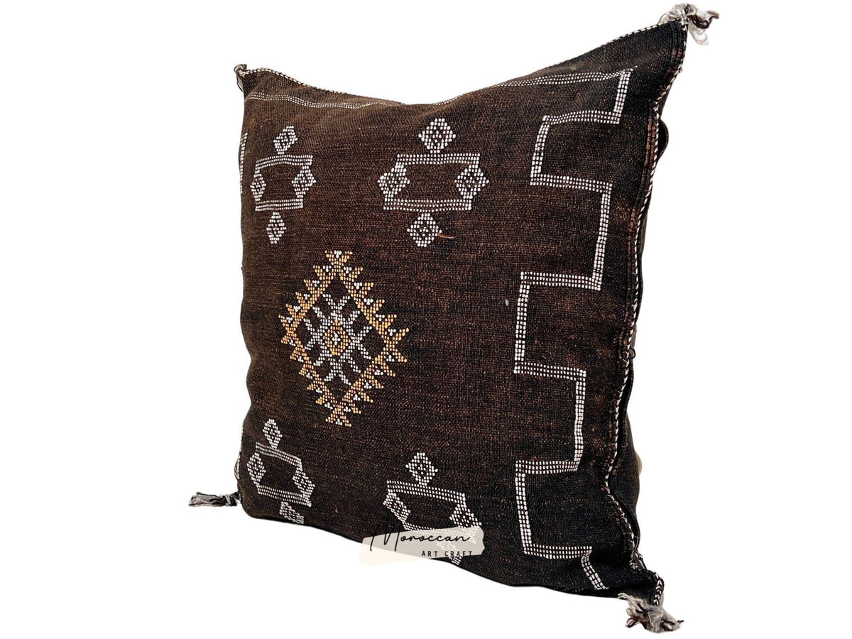 Brown Pillows silk All sizes ,Pillow Cactus Silk, Moroccan Lumbar Cushion Handmade Silk Decorative Pillow - product image 5