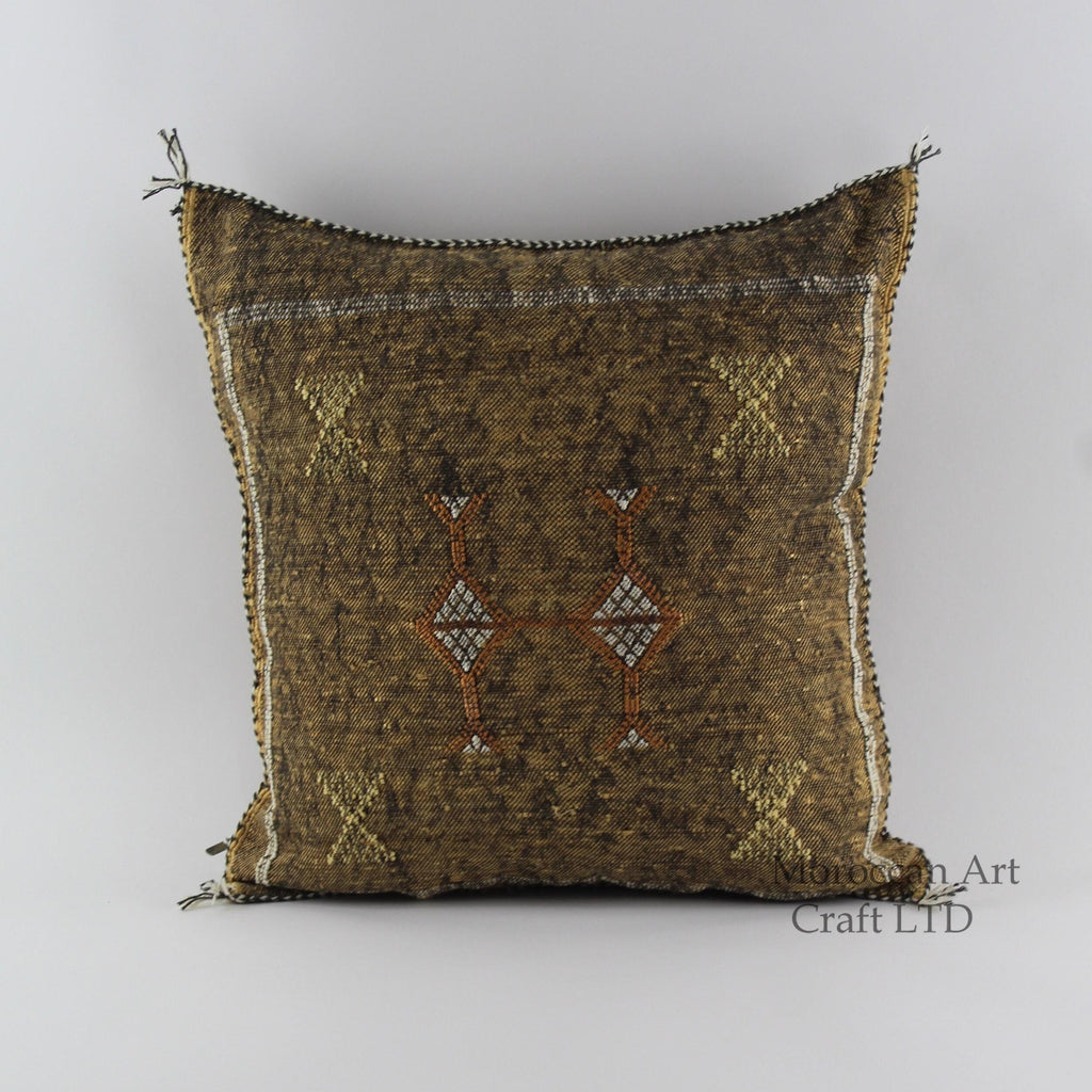 Brown Cactus silk pillow, Moroccan Sabra cushion, cactus silk pillow, Berber Sabra cushion, Pillow Throw - product image 1