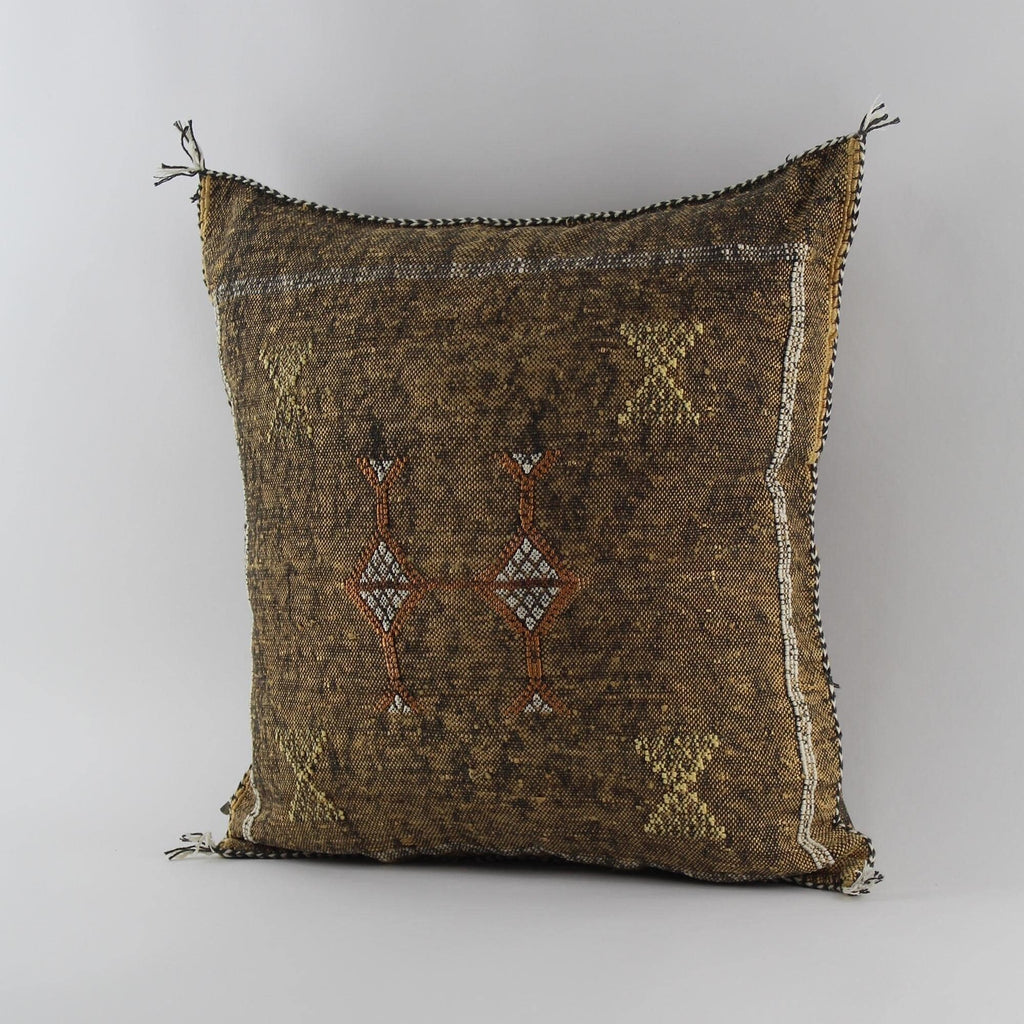 Brown Cactus silk pillow, Moroccan Sabra cushion, cactus silk pillow, Berber Sabra cushion, Pillow Throw - product image 2