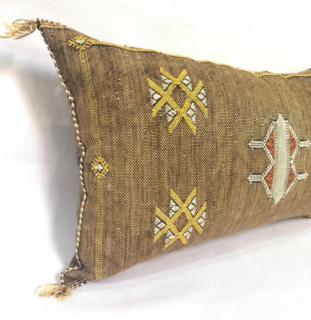 Brown silk pillow, Moroccan Sabra cushion, handmade cactus silk pillow, Berber Sabra cushion, Pillow Thro - product image 2